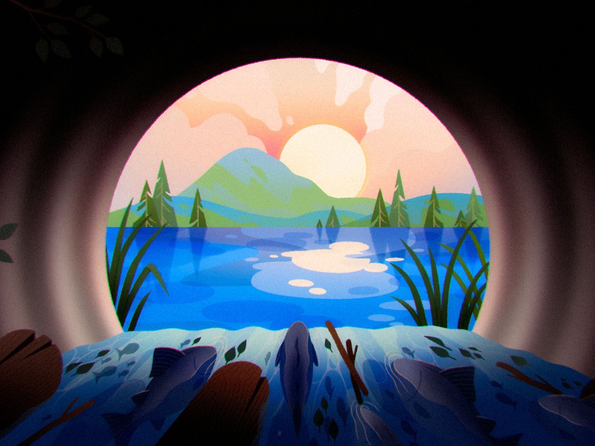 Scene through end of a pipe.